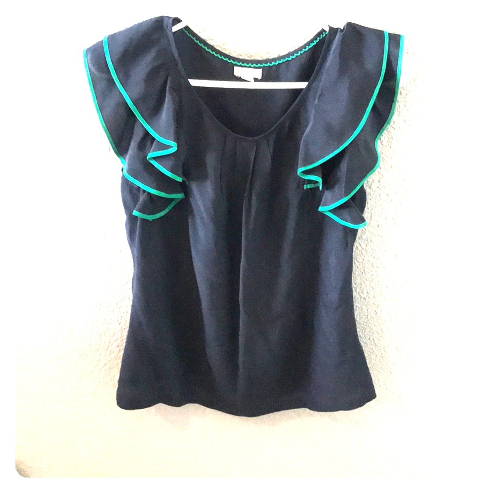 Navy Anthropologie Silk blouse
